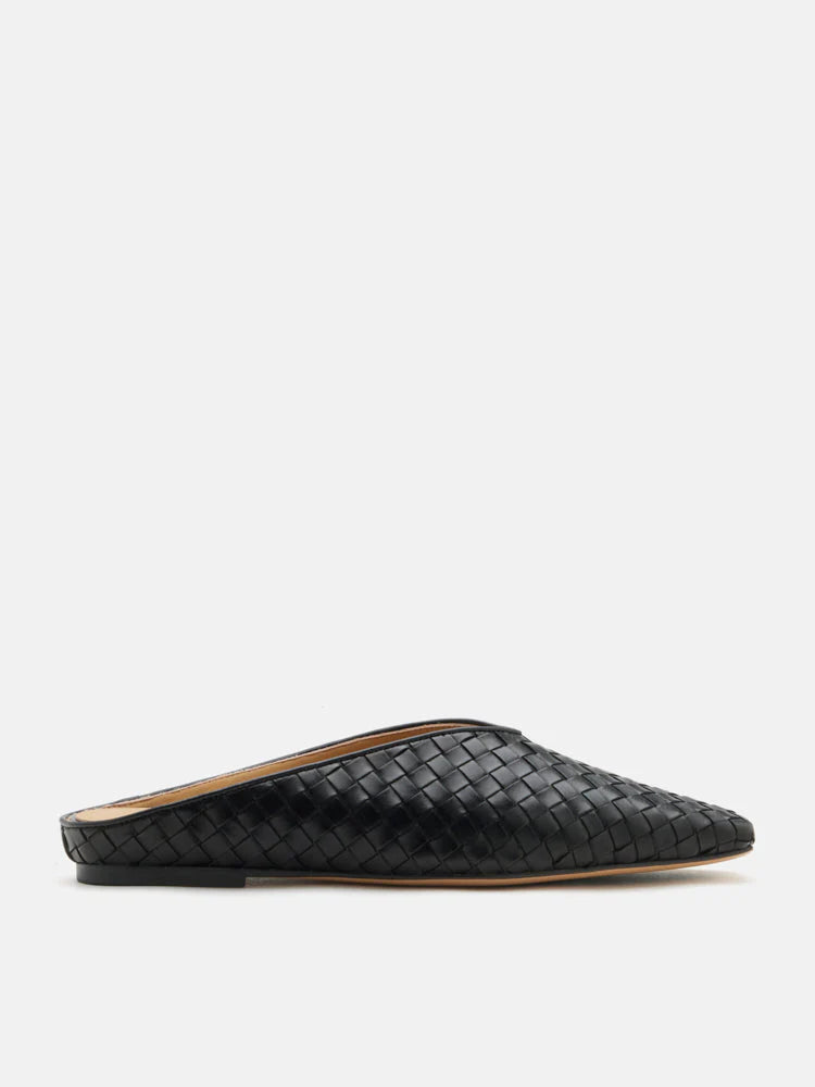 PAZZION, Adamo Woven Square Toe Mules, Black