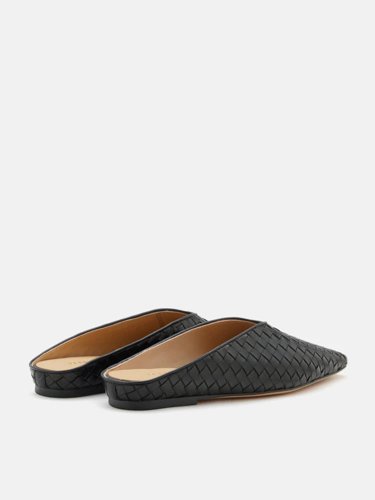 PAZZION, Adamo Woven Square Toe Mules, Black