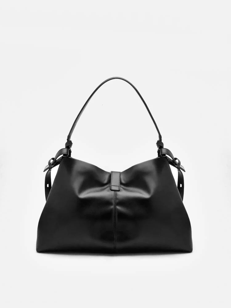 PAZZION, Athena Twist Lock Buckled Bag, Black