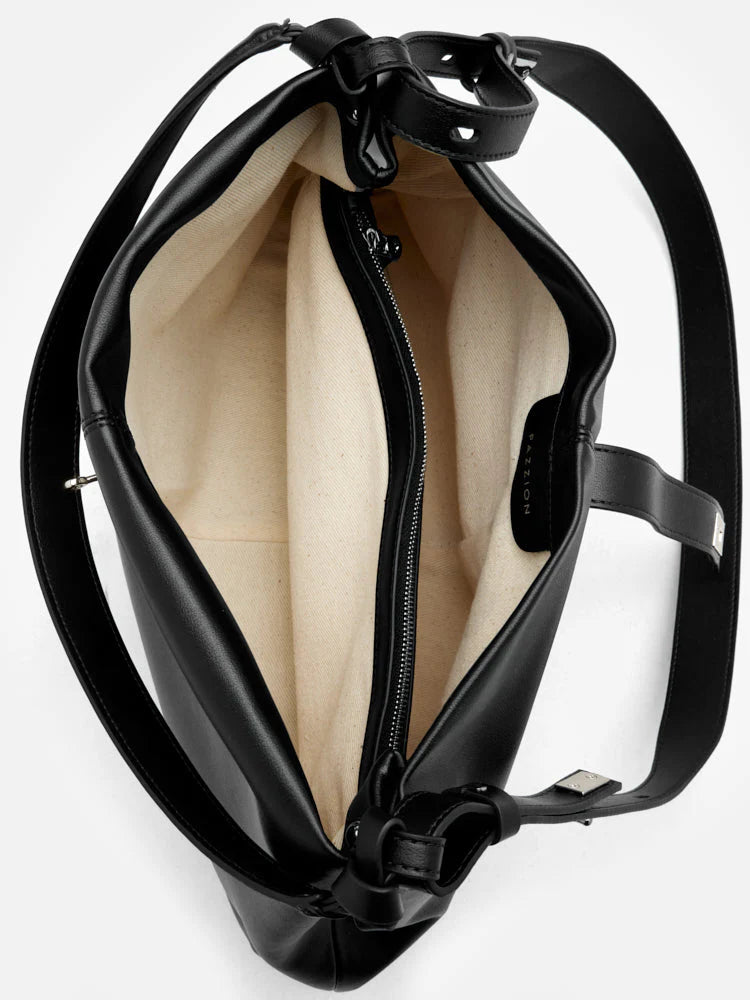 PAZZION, Athena Twist Lock Buckled Bag, Black