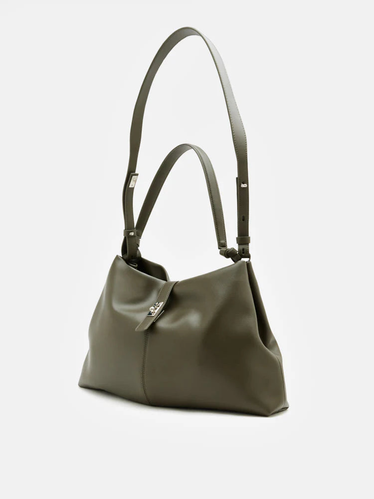 PAZZION, Athena Twist Lock Buckled Bag, Green