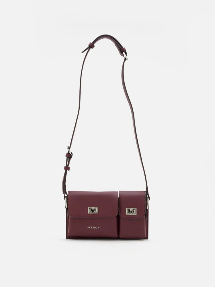 PAZZION, Aviana Double Twist Lock Structured Bag, Wine
