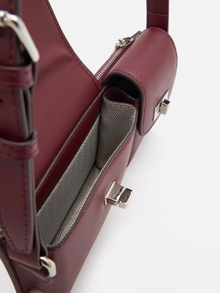 PAZZION, Aviana Double Twist Lock Structured Bag, Wine