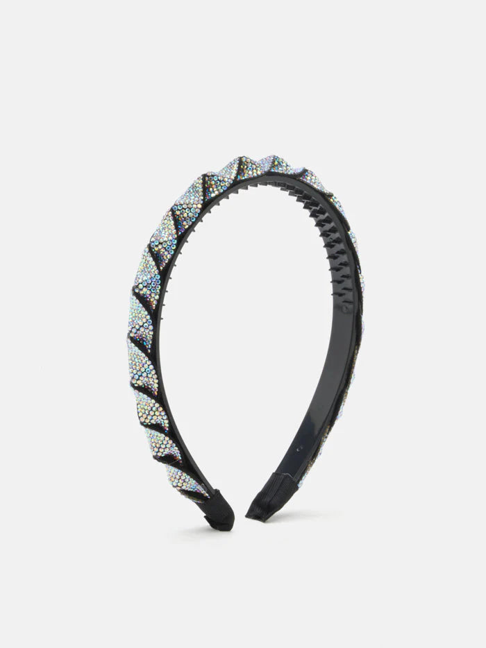 PAZZION, Casey Crystal Embellished Twisted Hair Band, Rainbow