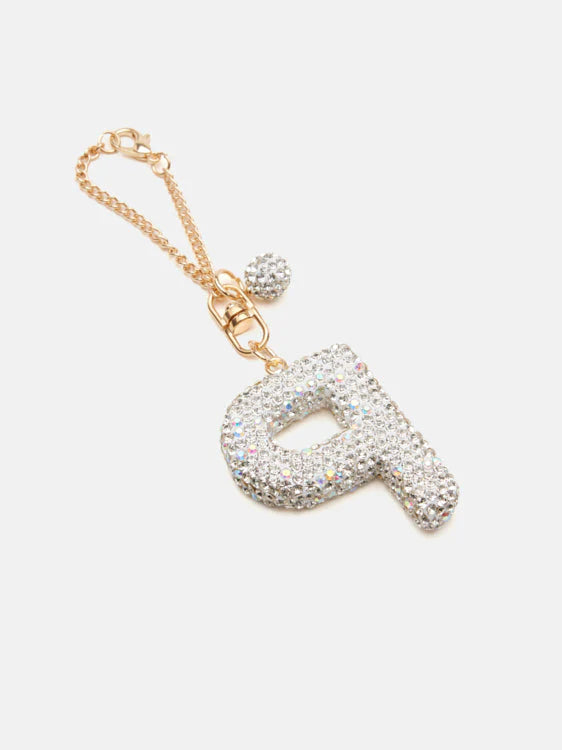 PAZZION, Celestia Crystal Embellished PAZZION Keychain, Silver