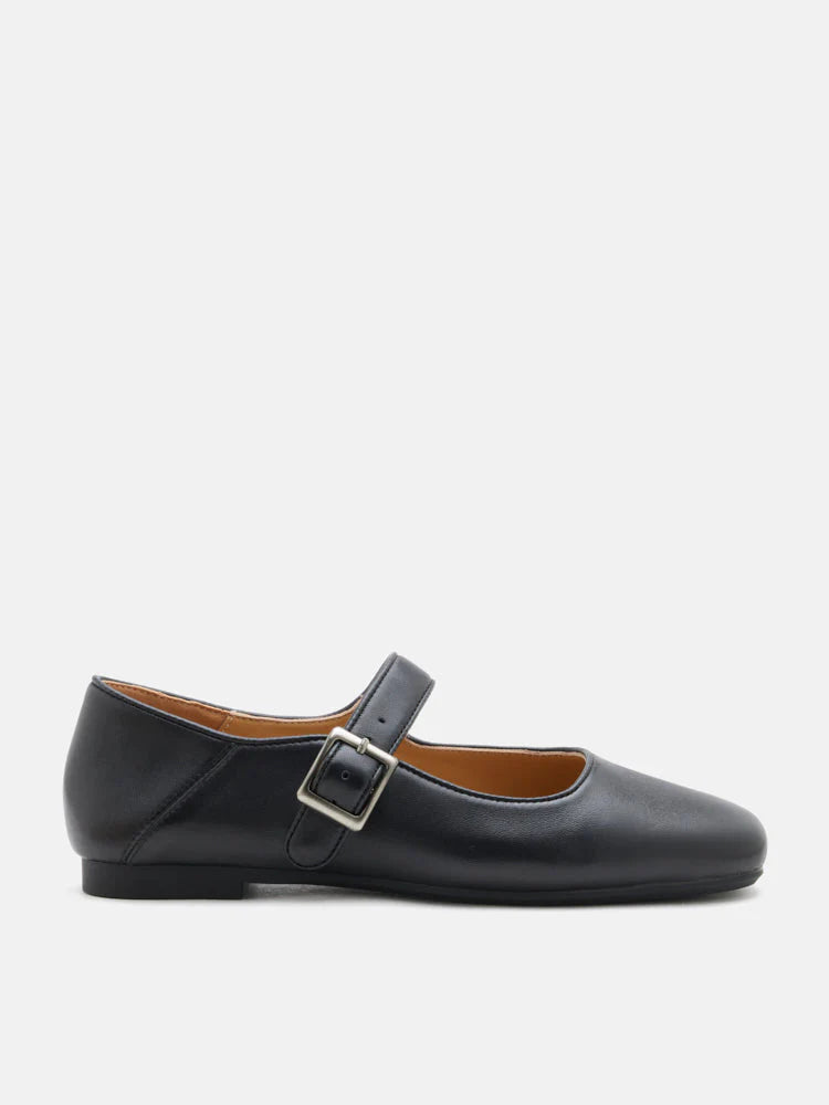 PAZZION, Clarke Leather Buckled MaryJanes, Black