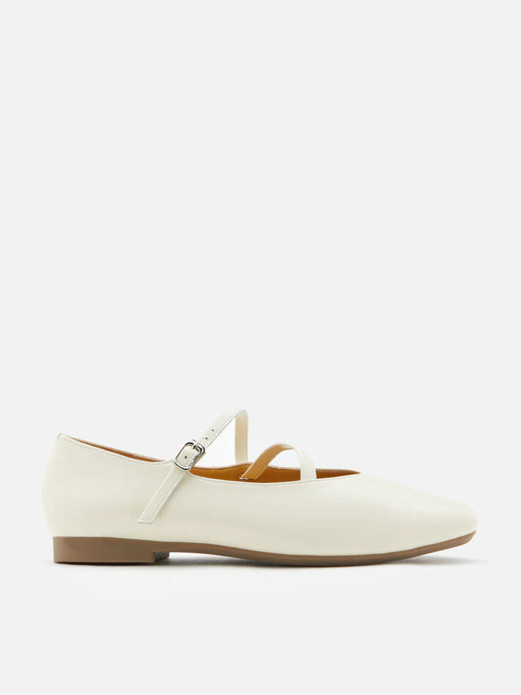 PAZZION, Corinne Glossy Strappy Flats, Beige