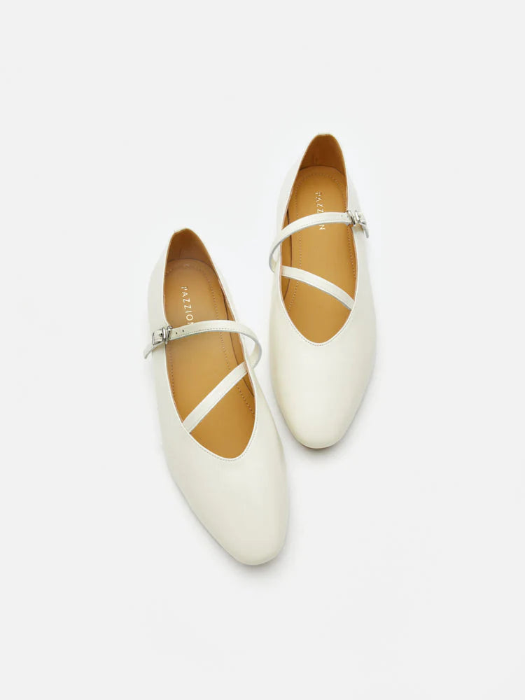 PAZZION, Corinne Glossy Strappy Flats, Beige
