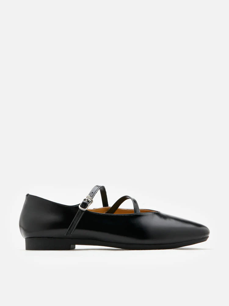 PAZZION, Corinne Glossy Strappy Flats, Black