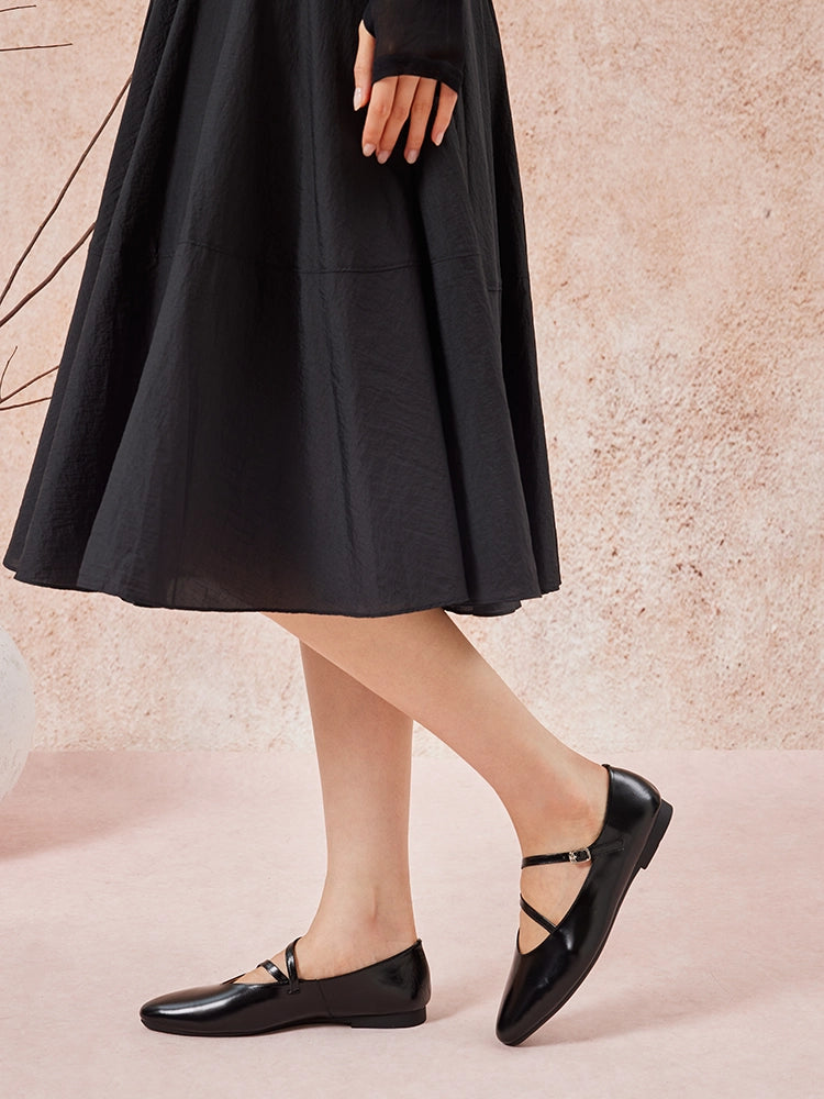 PAZZION, Corinne Glossy Strappy Flats, Black