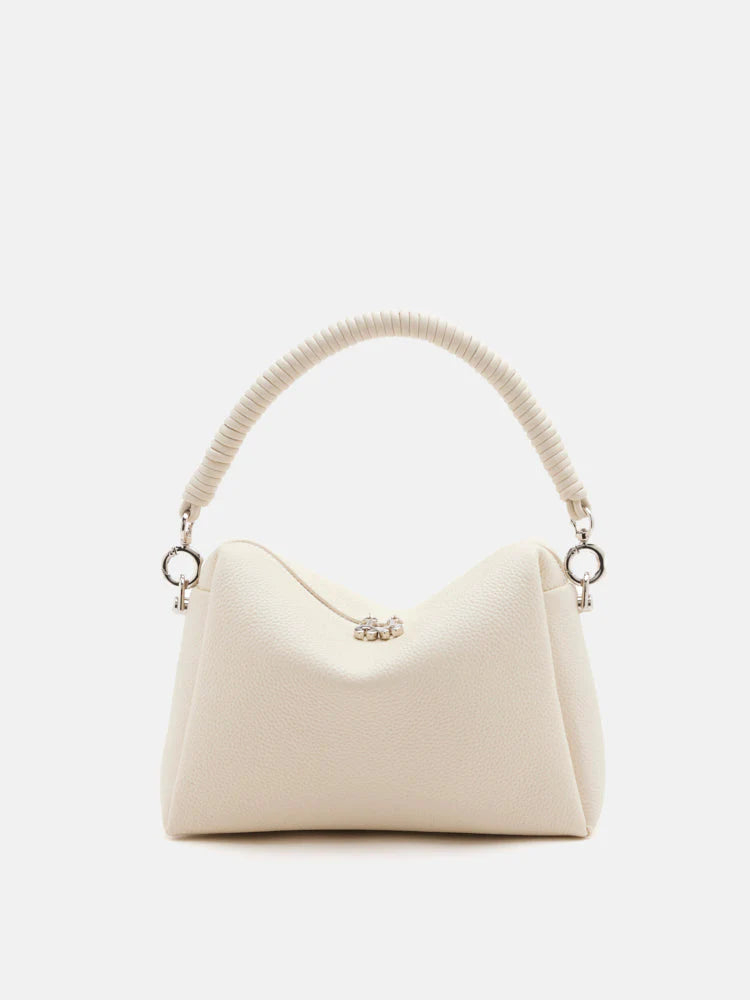 PAZZION, Donna Knotted Double Handle Bag, Beige