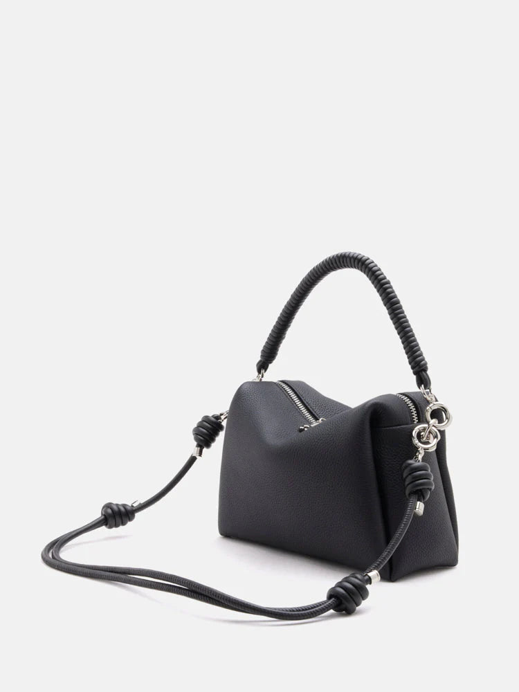 PAZZION, Donna Knotted Double Handle Bag, Black