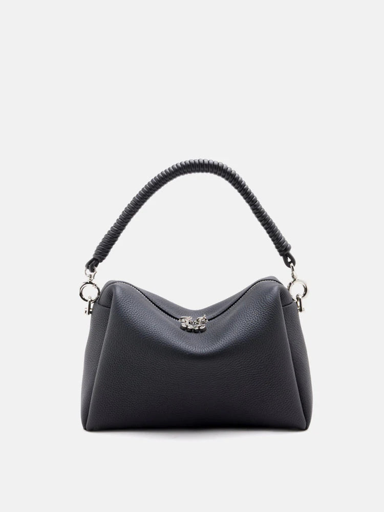 PAZZION, Donna Knotted Double Handle Bag, Black