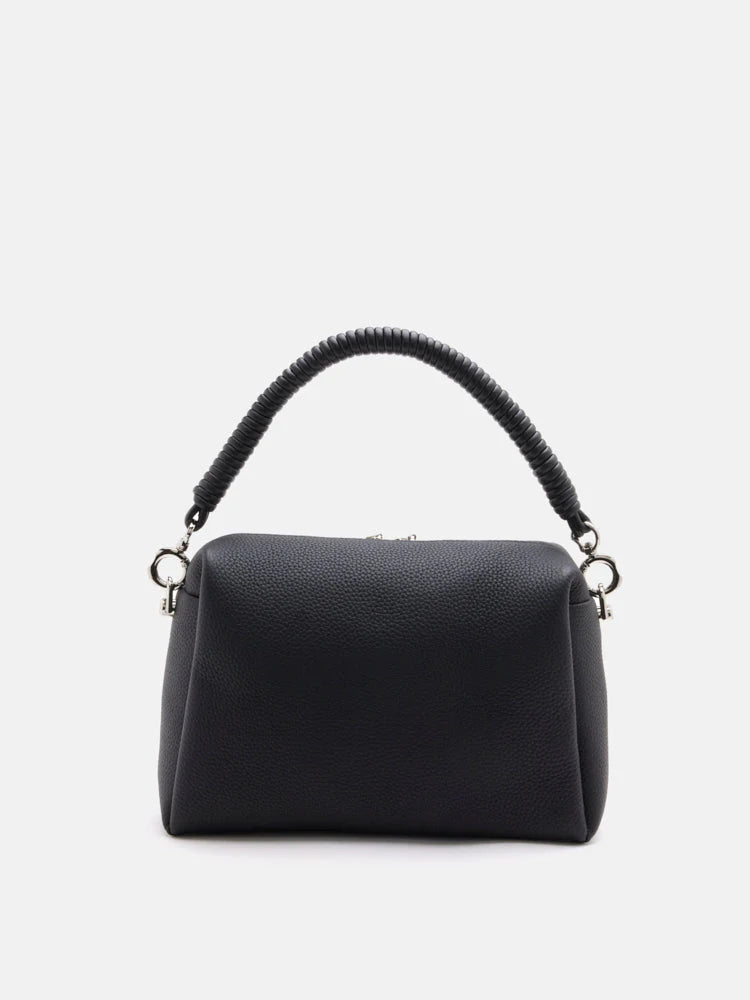 PAZZION, Donna Knotted Double Handle Bag, Black
