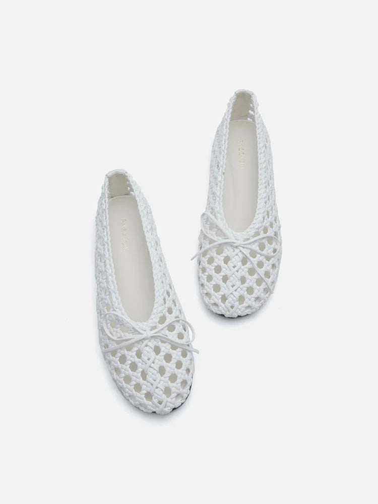 PAZZION, Enya Woven Bow Flats, White
