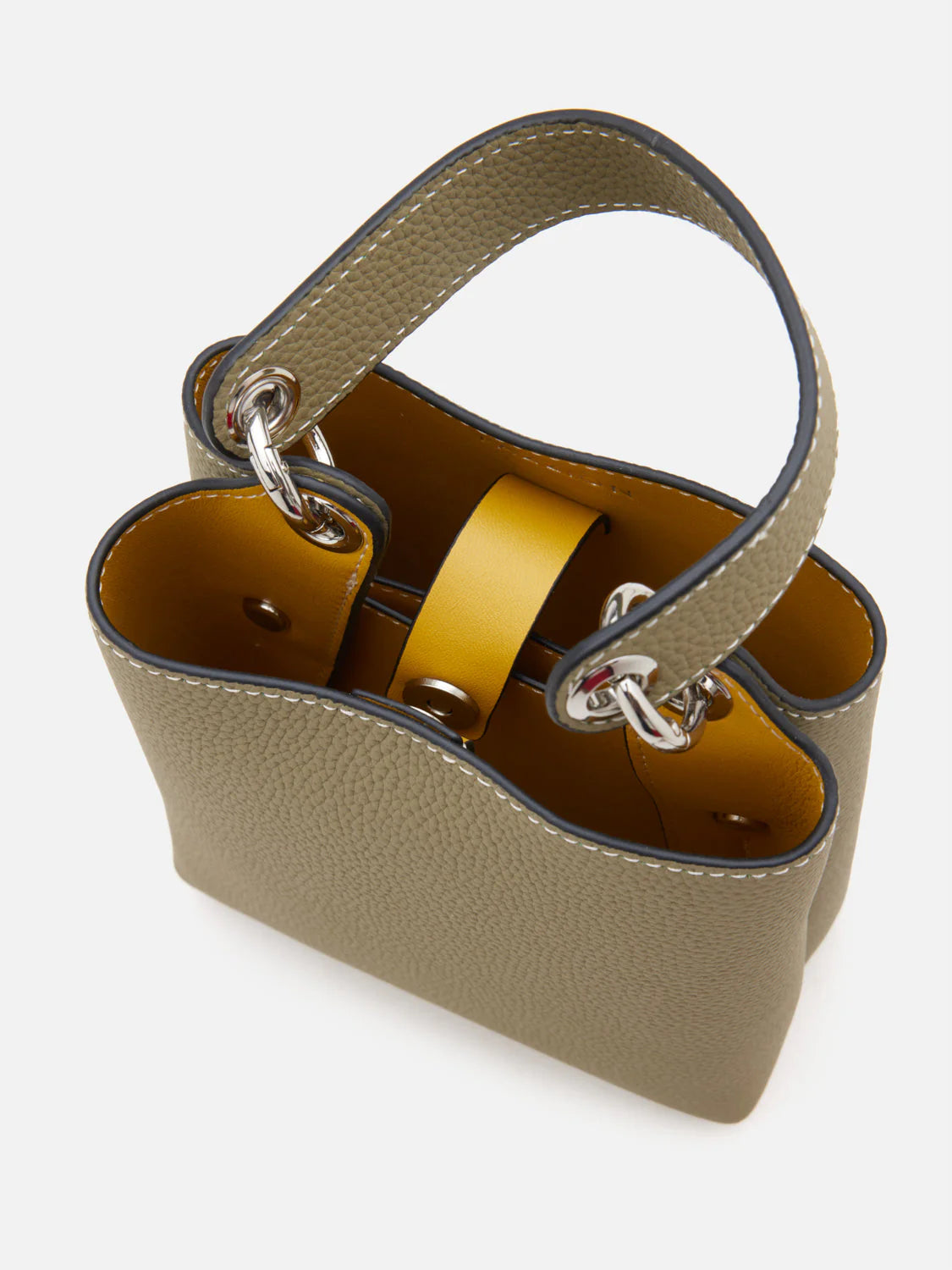 PAZZION, Estelle Leather Mini Bucket Bag, Lightgreen