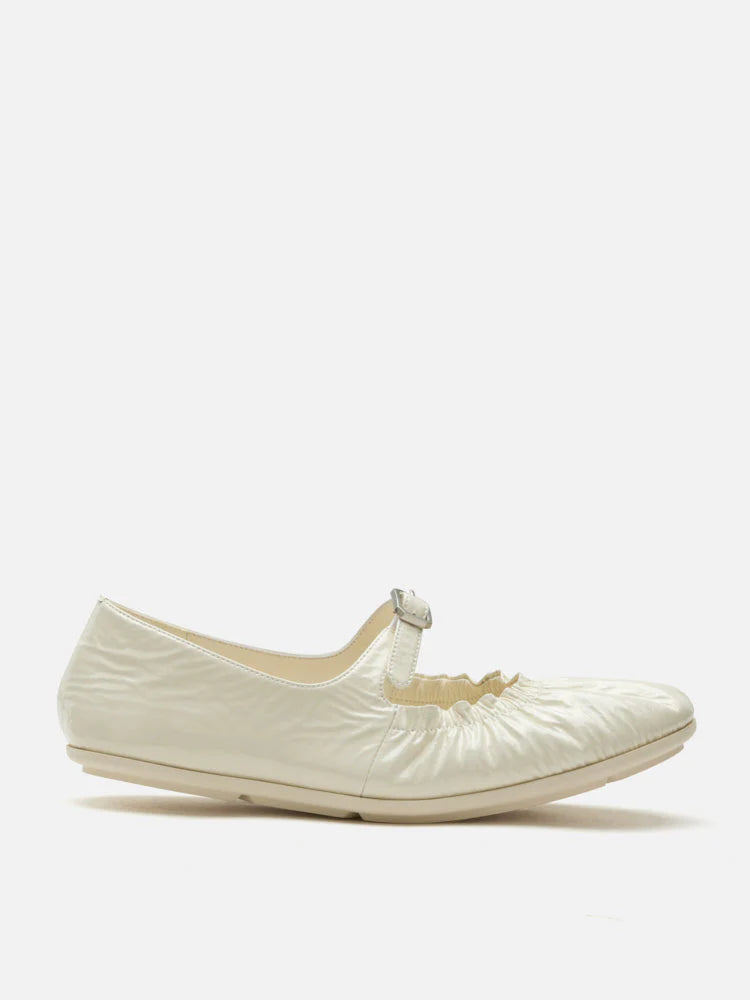PAZZION, Frieda Ruched Patent Mary Janes, Beige