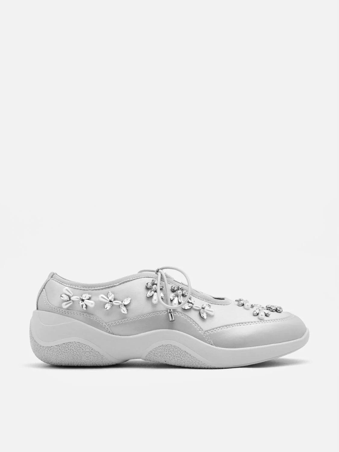 PAZZION, Isabeli Crystal-Embellished Lace-Up Sneakers, Silver