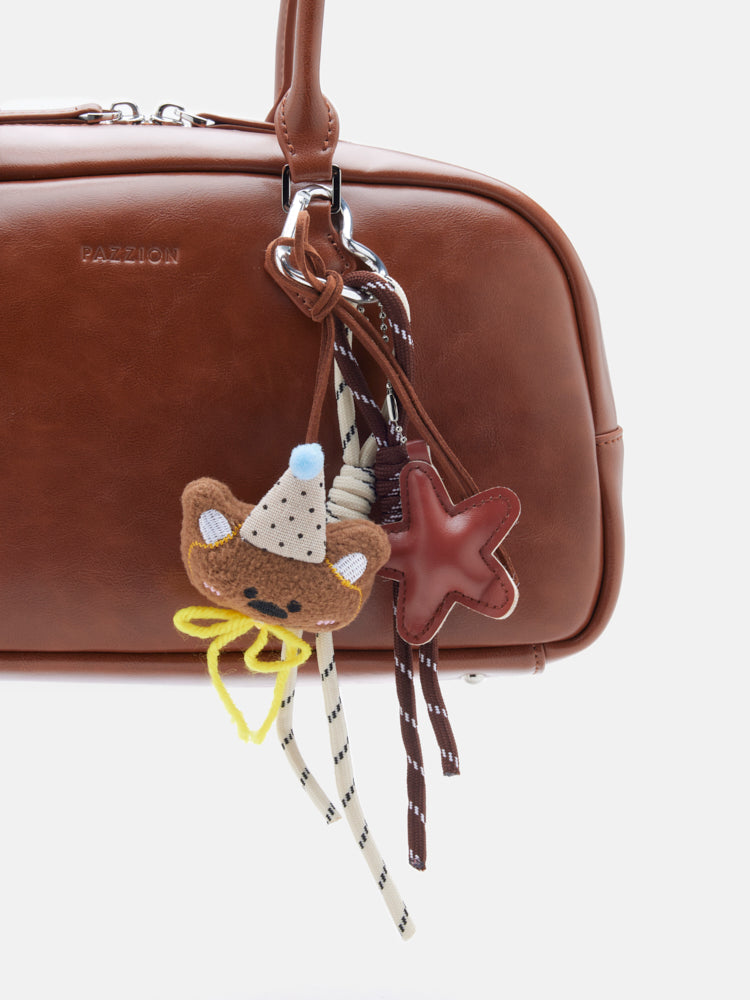 PAZZION, Joie Elongated Handle Shoulder Bag, Brown