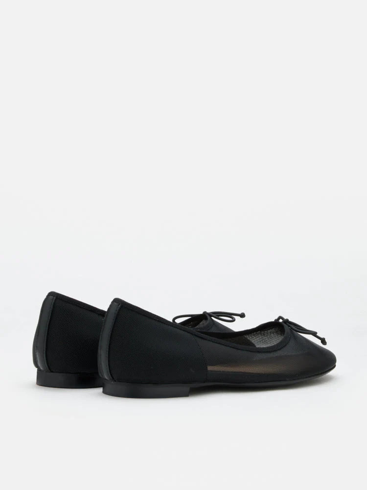 PAZZION, Lourdes Bow Mesh Flats, Black