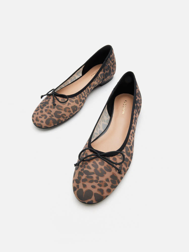 PAZZION, Lourdes Bow Mesh Flats, Brown