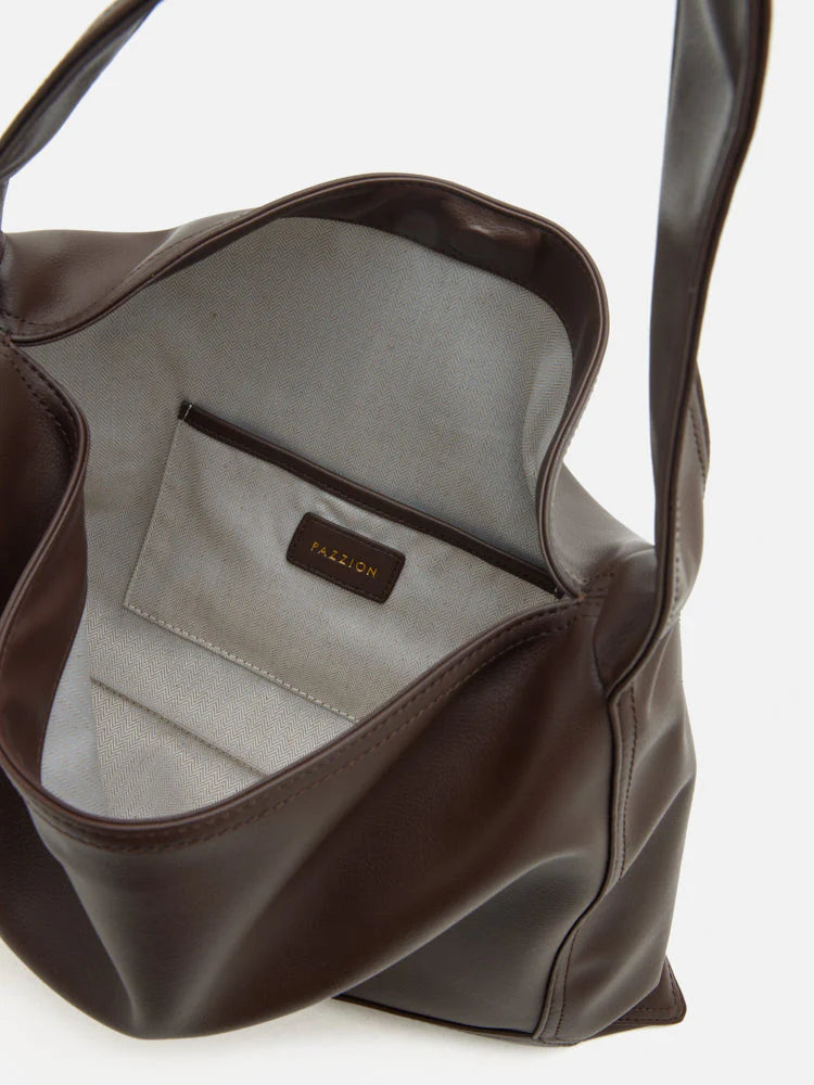 PAZZION, Lucia Slouchy Shoulder Bag, Brown