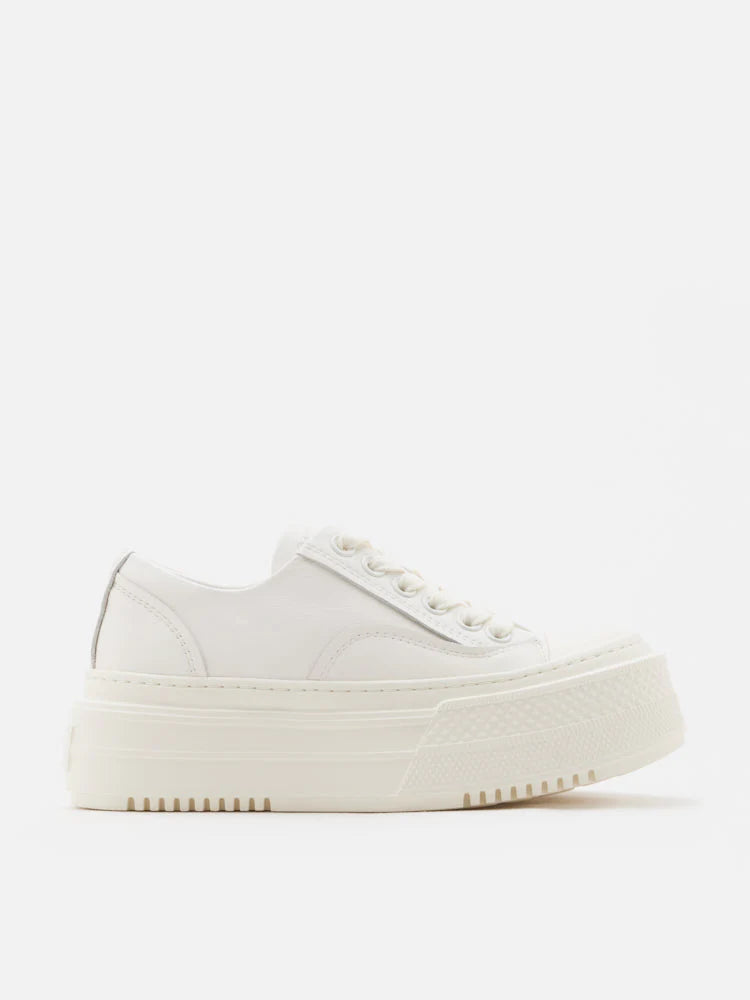 PAZZION, Lyra Platform Leather Sneakers, White