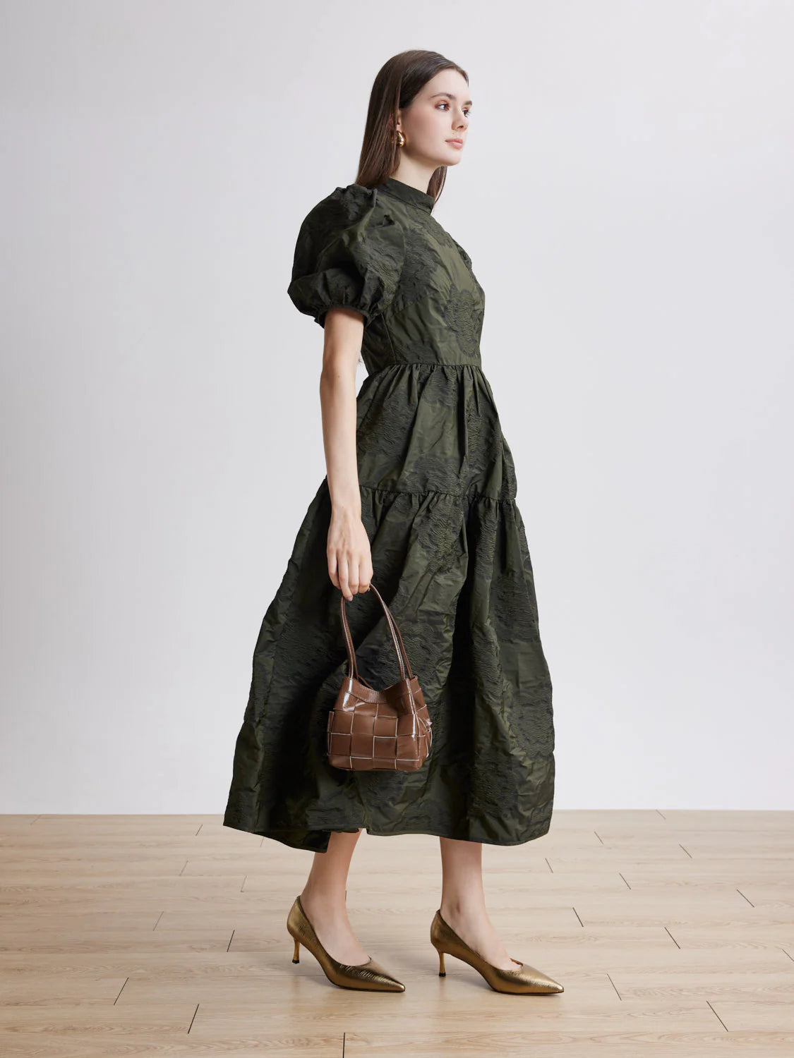 PAZZION, Marcie Metallic Pointed Toe Heels, Bronze