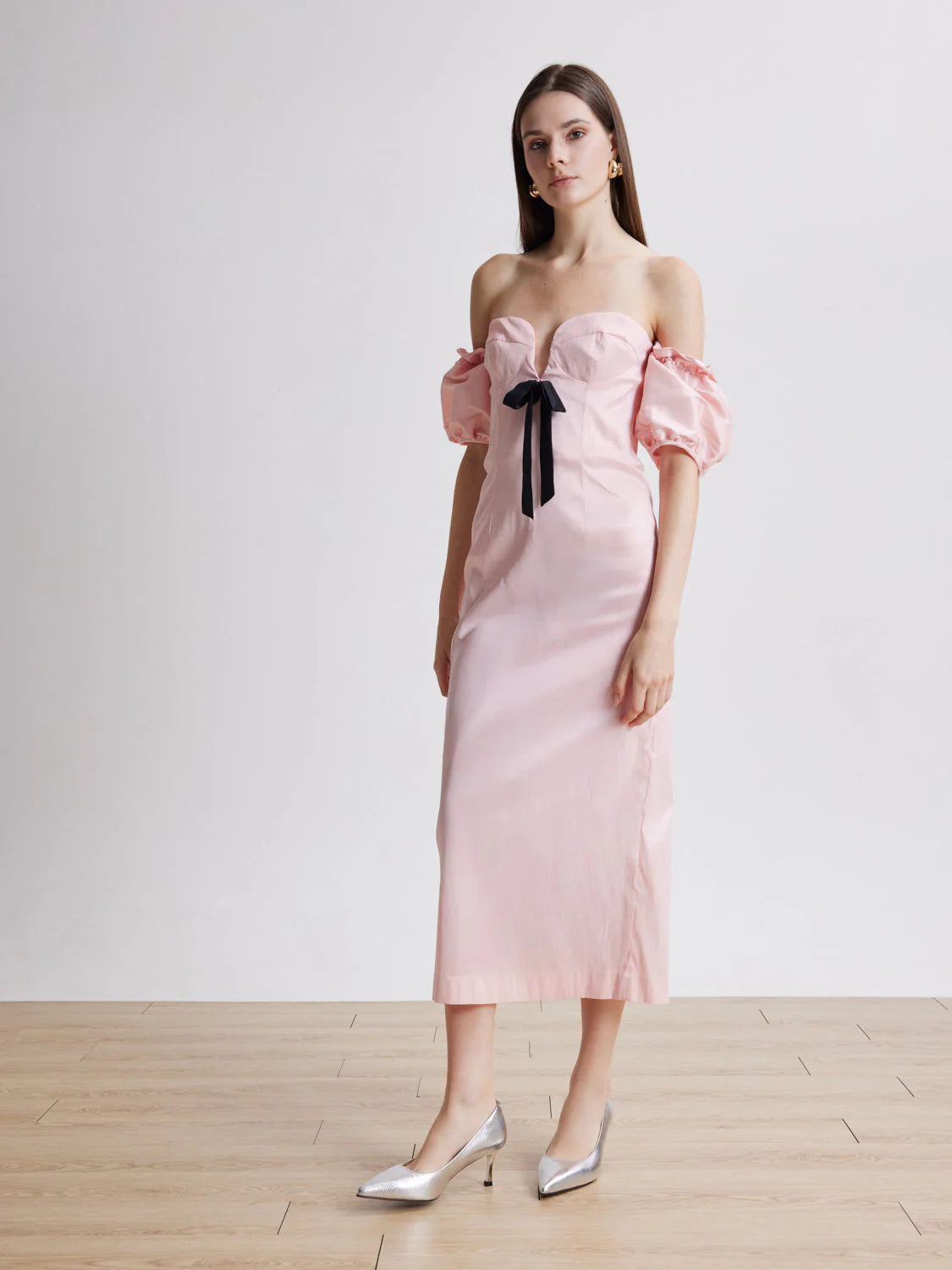 PAZZION, Marcie Metallic Pointed Toe Heels, Silver