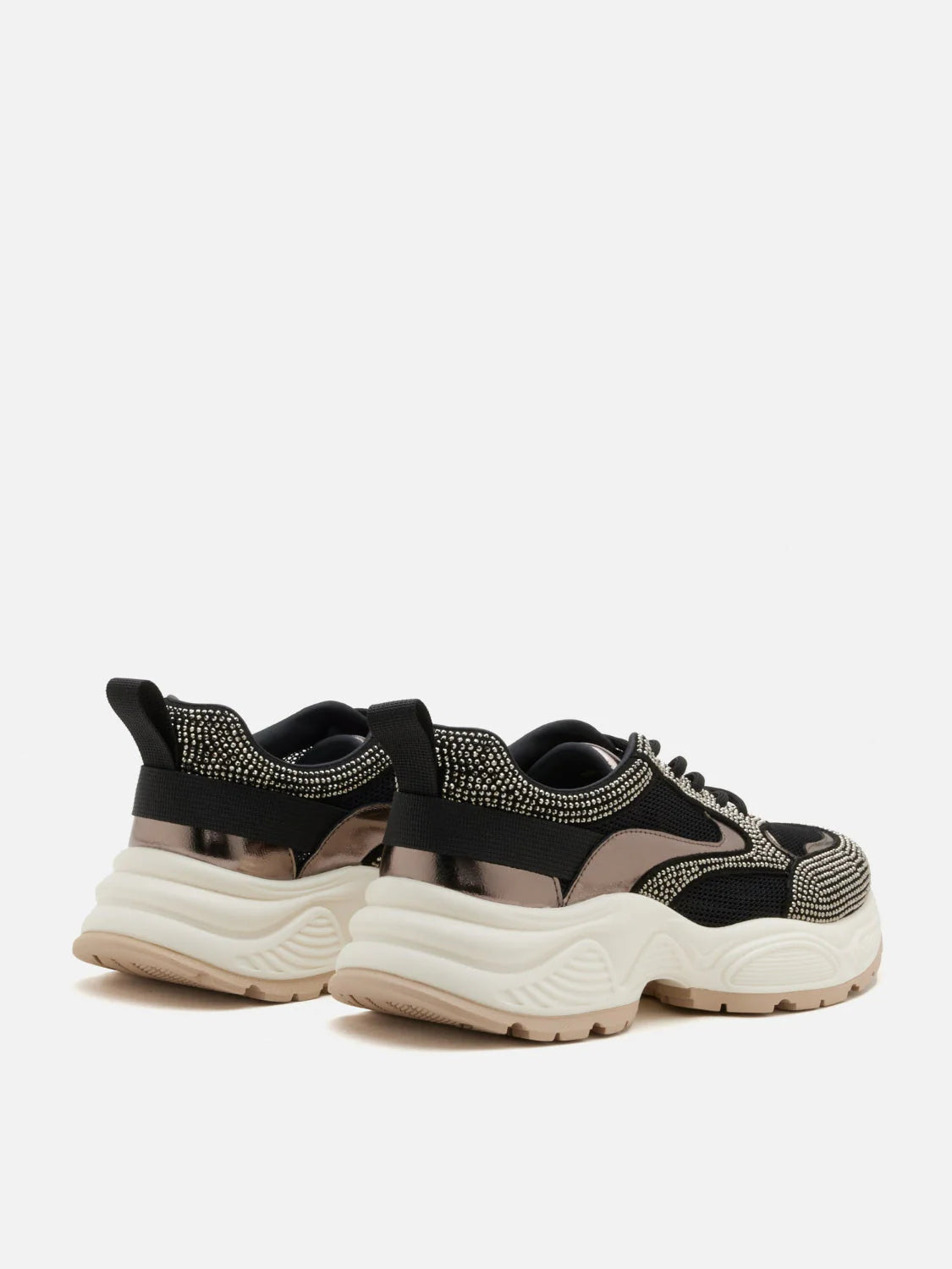 PAZZION, Marivelle Crystal Embellished Mesh Sneakers, Black