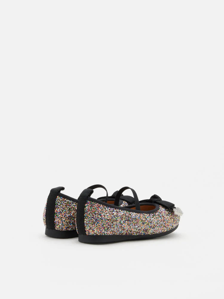PAZZION, Mini Astoria Glitter Bow Flats, Rainbow