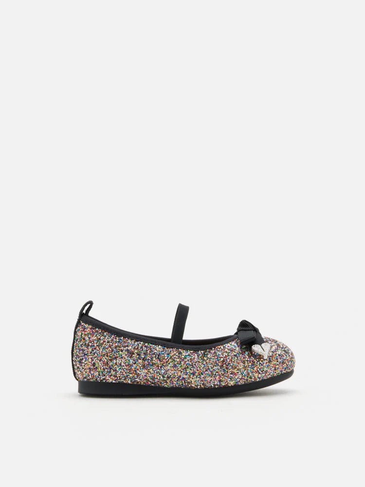 PAZZION, Mini Astoria Glitter Bow Flats, Rainbow