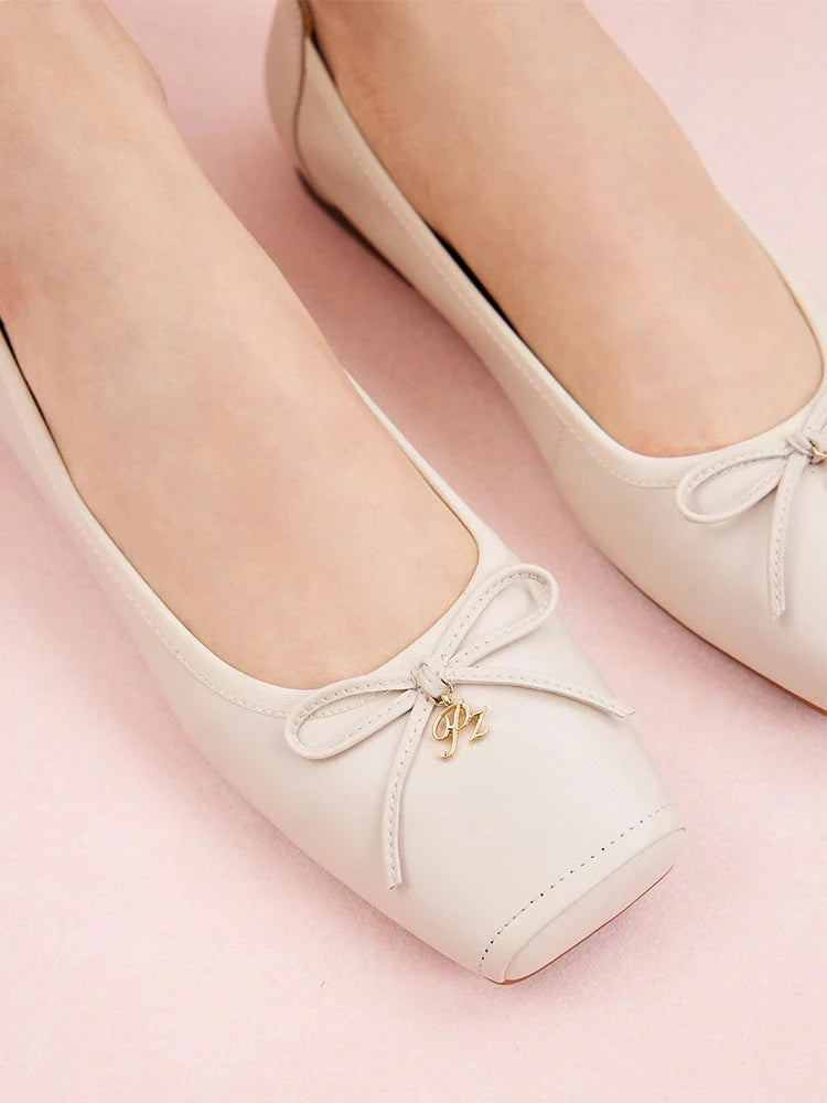 PAZZION, Moxie Square-Toe Ballet Flats, Beige