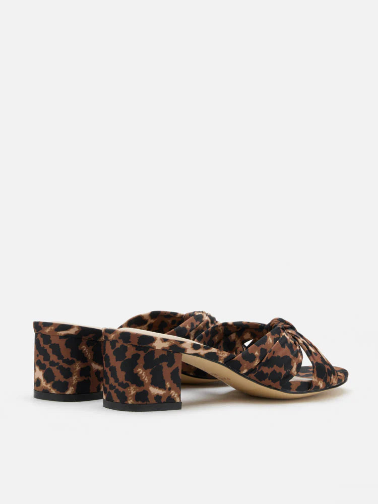 PAZZION, Nemera Leopard Print Satin Heels, Brown