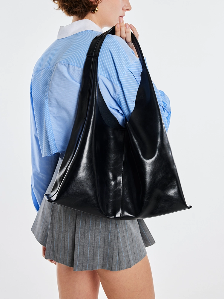 PAZZION, Ophelia Curved Shoulder Bag, Black