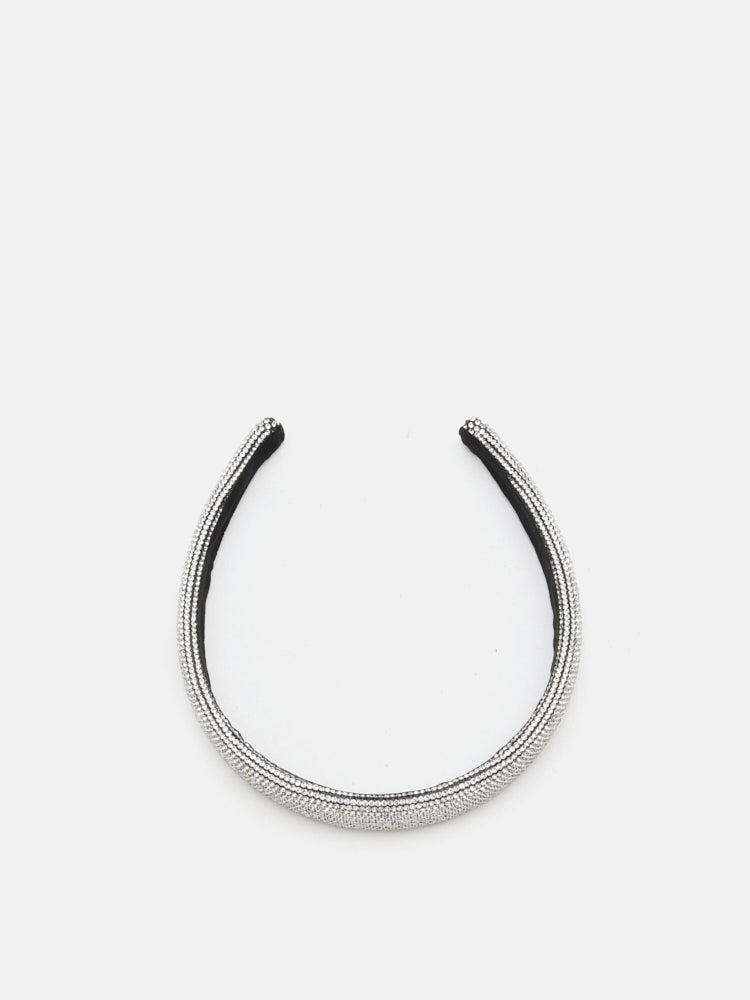 PAZZION, PAZZION Flat Base Embellished Hair Band, Silver
