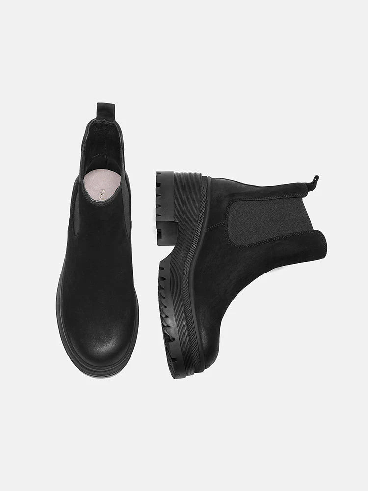 PAZZION, Petra Leather Ankle Boots, Black