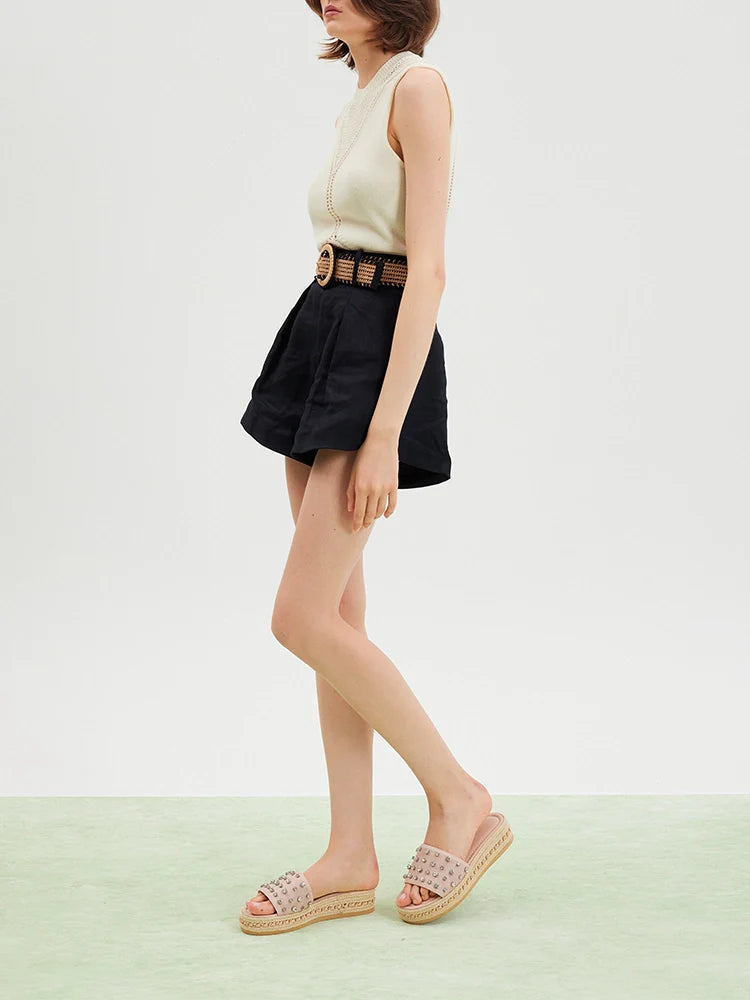 PAZZION, Poppy Studded Wedges, Pink