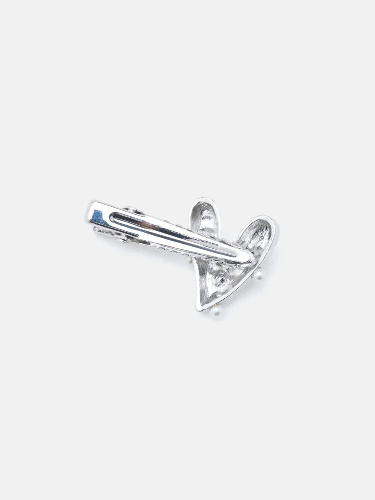 PAZZION, Quilla Heart Hair Clip, Silver