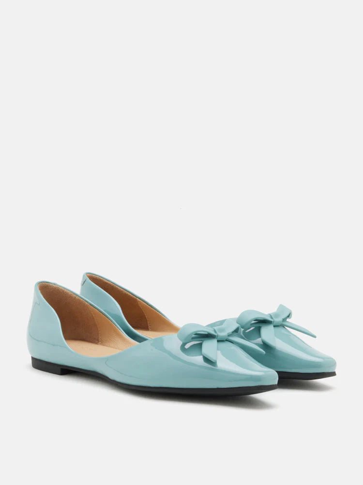 PAZZION, Rosalind Bow-Detailed Patent Leather Flats, Blue