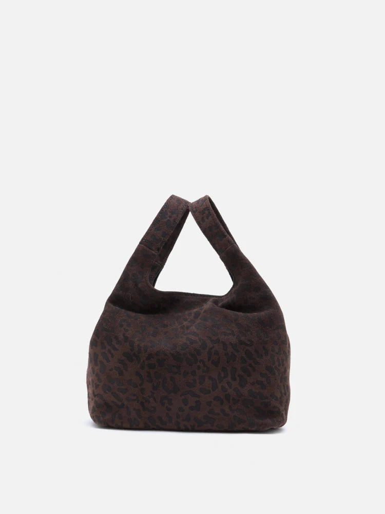 PAZZION, Sable Suede Leopard-Print Bag, Darkbrown
