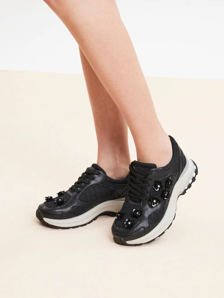 PAZZION, Seraphine Sequinned Blooms Sneakers, Black