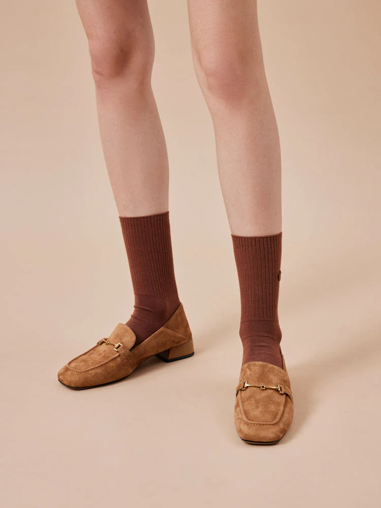 PAZZION, Simone Suede Bit Loafers, Camel