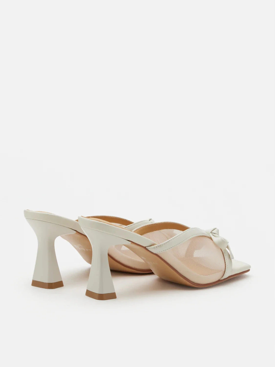 PAZZION, Uira Mesh Bow Mule Heels, Beige