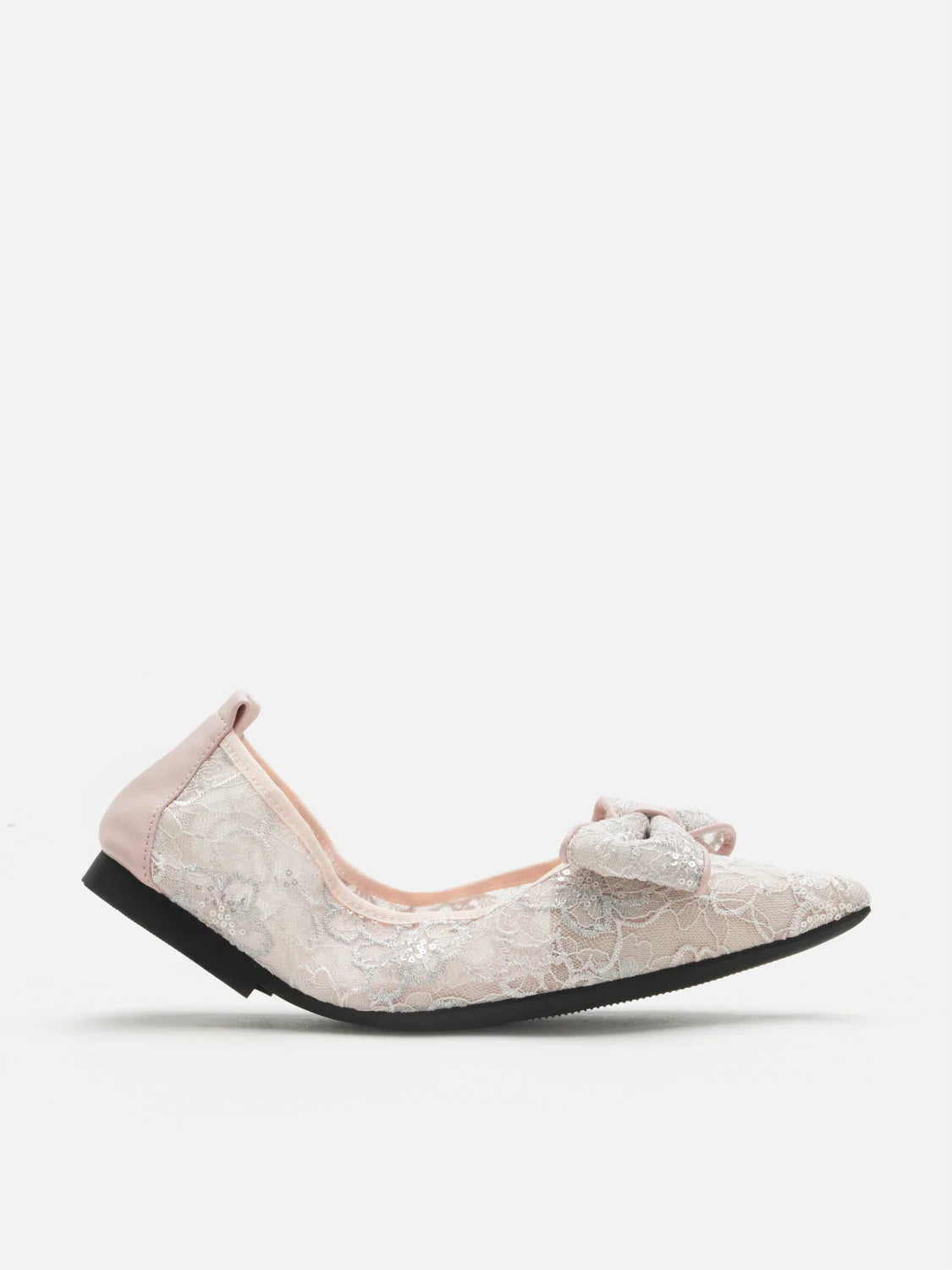 PAZZION, Vera Bow Lace Foldable Flats, Pink