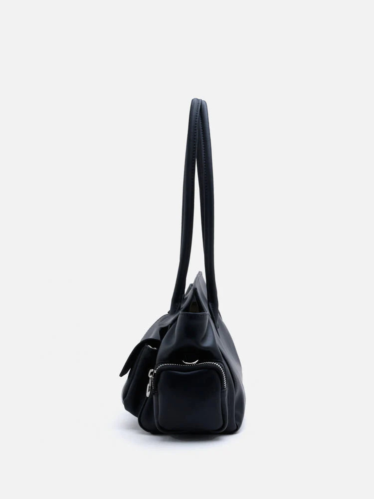 PAZZION, Virelle Structured Multi-Pocket Shoulder Bag, Black