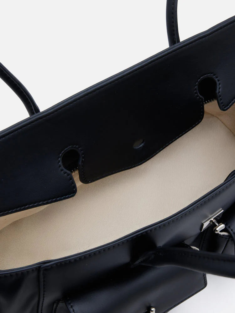 PAZZION, Virelle Structured Multi-Pocket Shoulder Bag, Black
