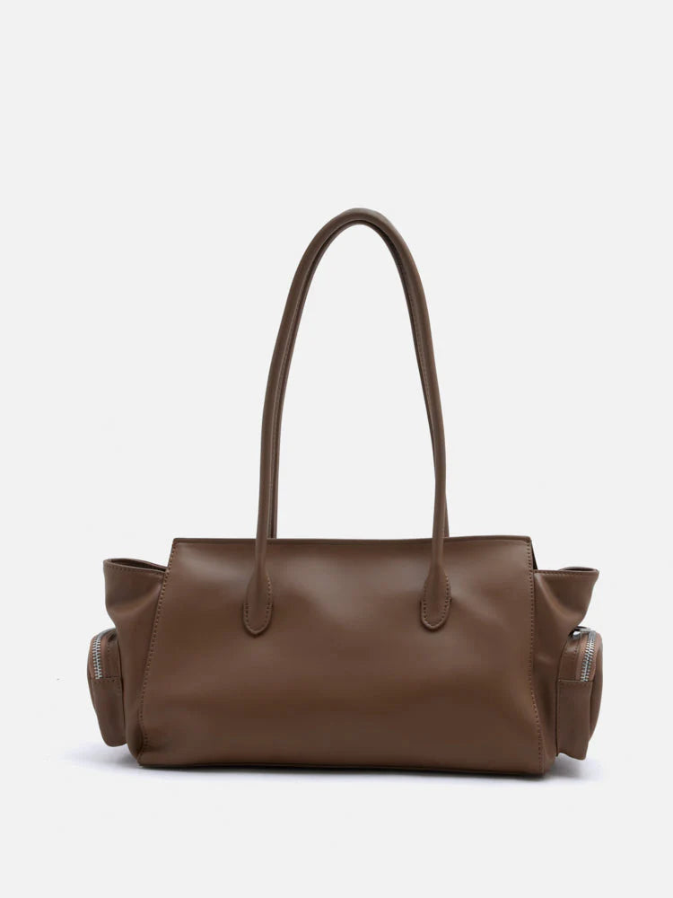 PAZZION, Virelle Structured Multi-Pocket Shoulder Bag, Brown
