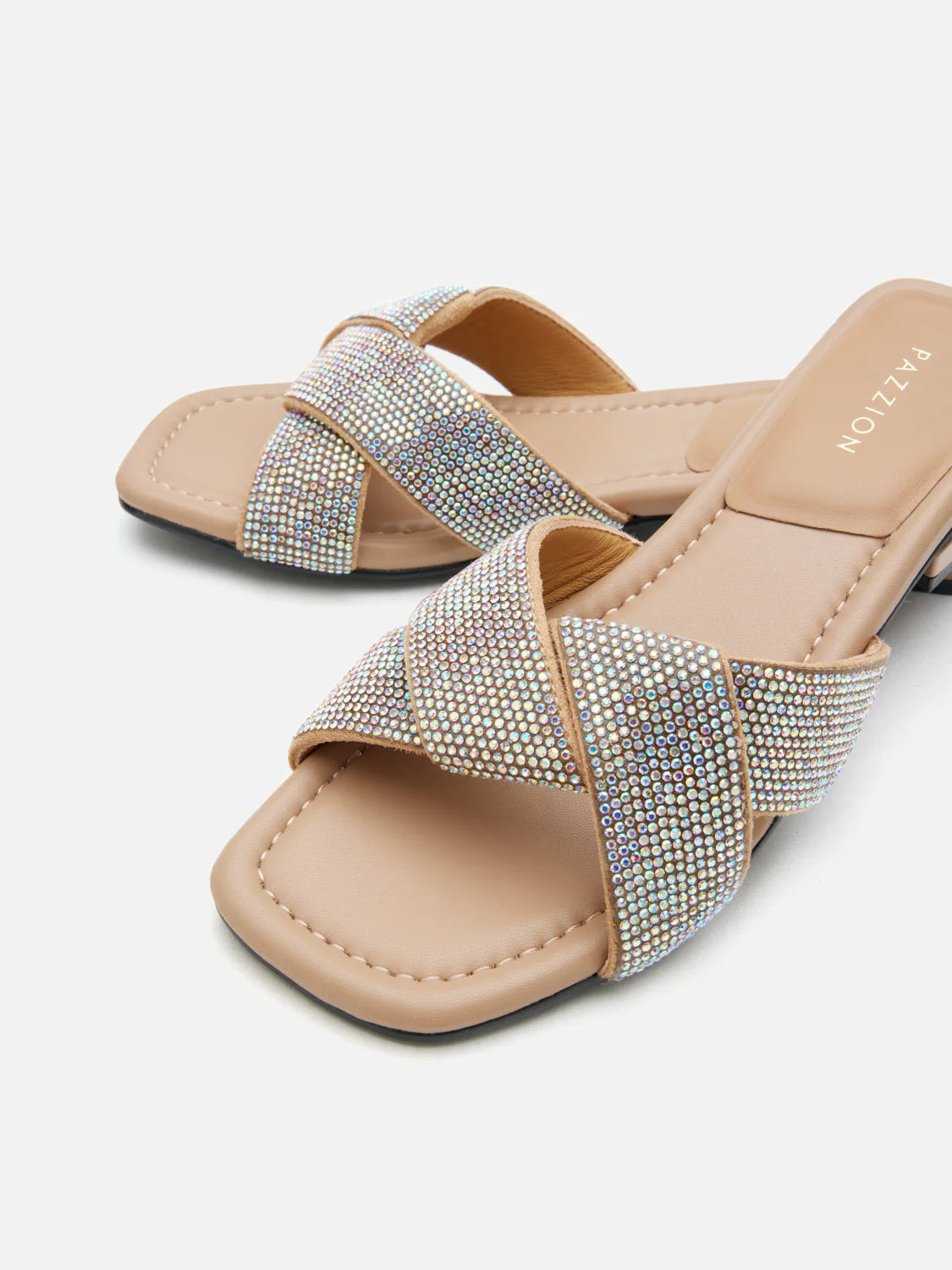 PAZZION, Xaviera Crystal Twist Slides, Rainbow
