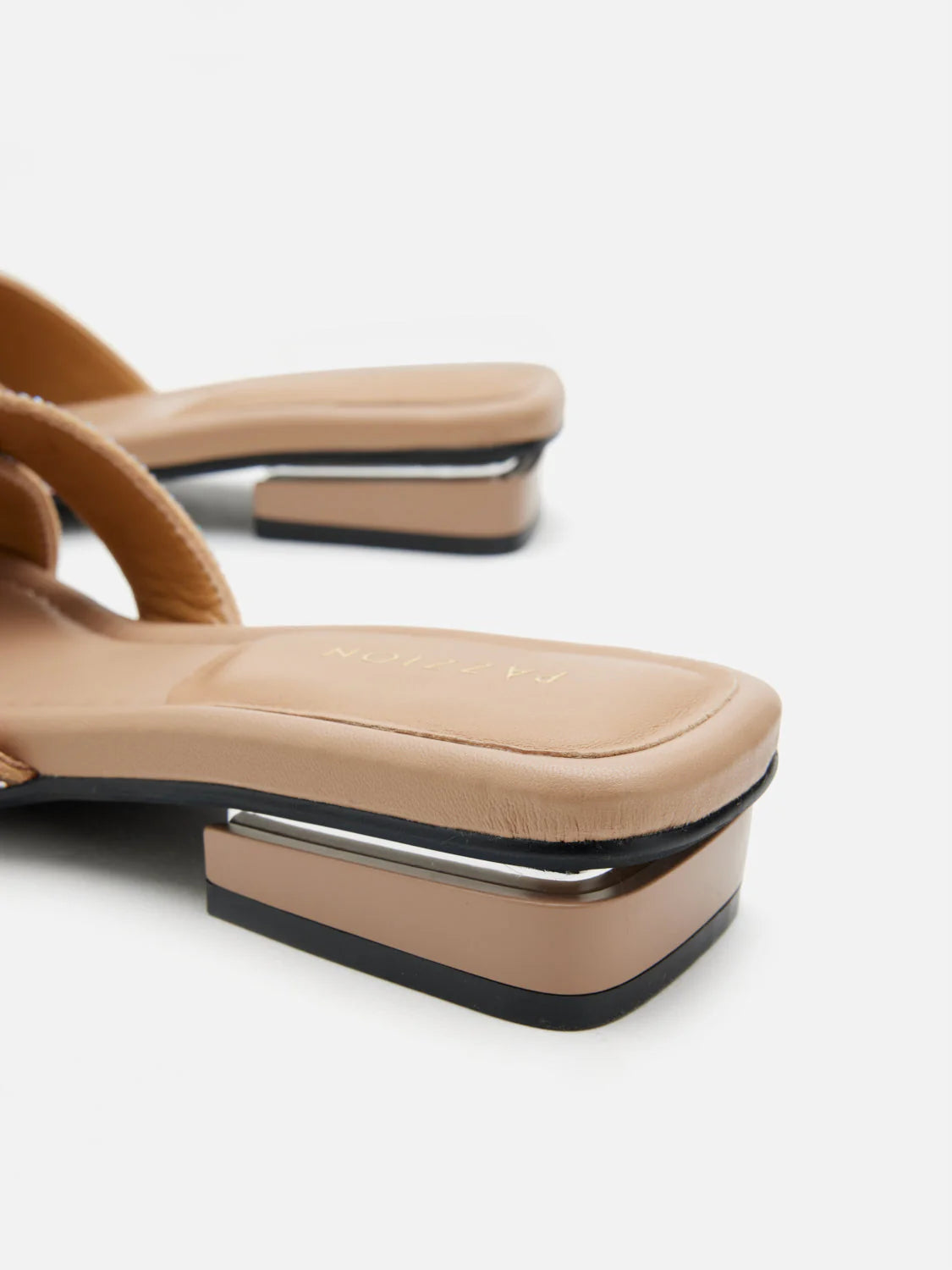 PAZZION, Xaviera Crystal Twist Slides, Silver